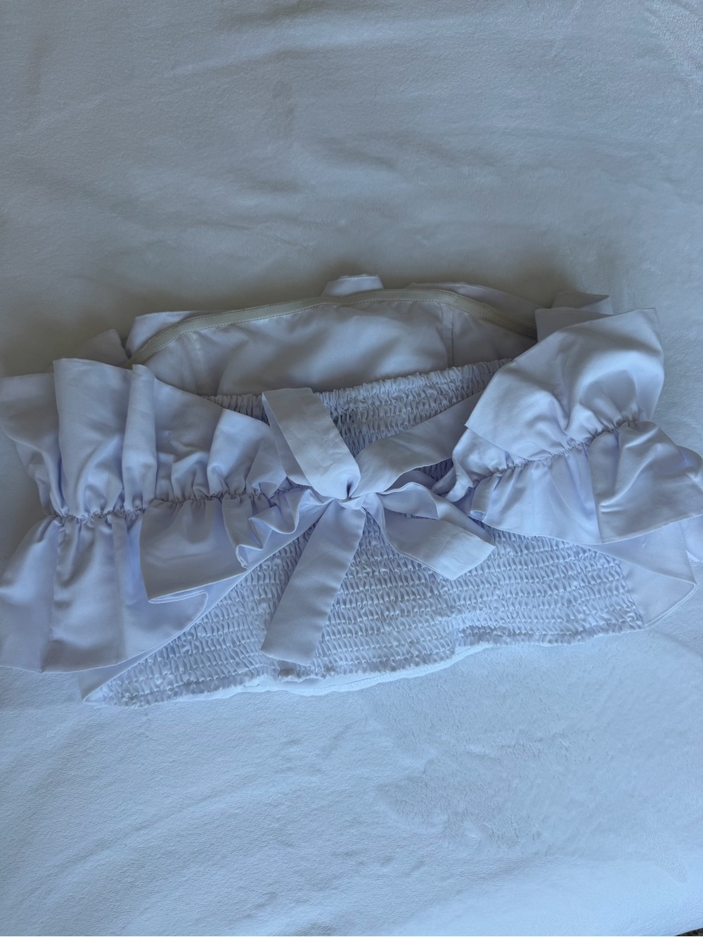 White Ruffled Strapless Top - Picture 2 of 4